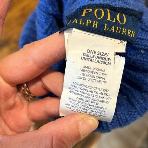 Polo Ralph LAuren BEAR skiing wool blend beanie hat  vintage men women - Picture 3 of 6